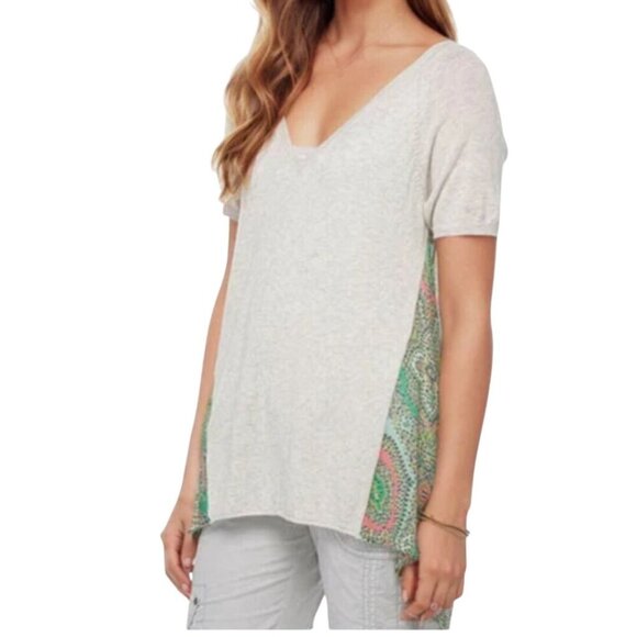 Subtle Luxury Mixed Media Sweater Printed Fabric Cashmere Silk Blend Size XS/S - Picture 3 of 9